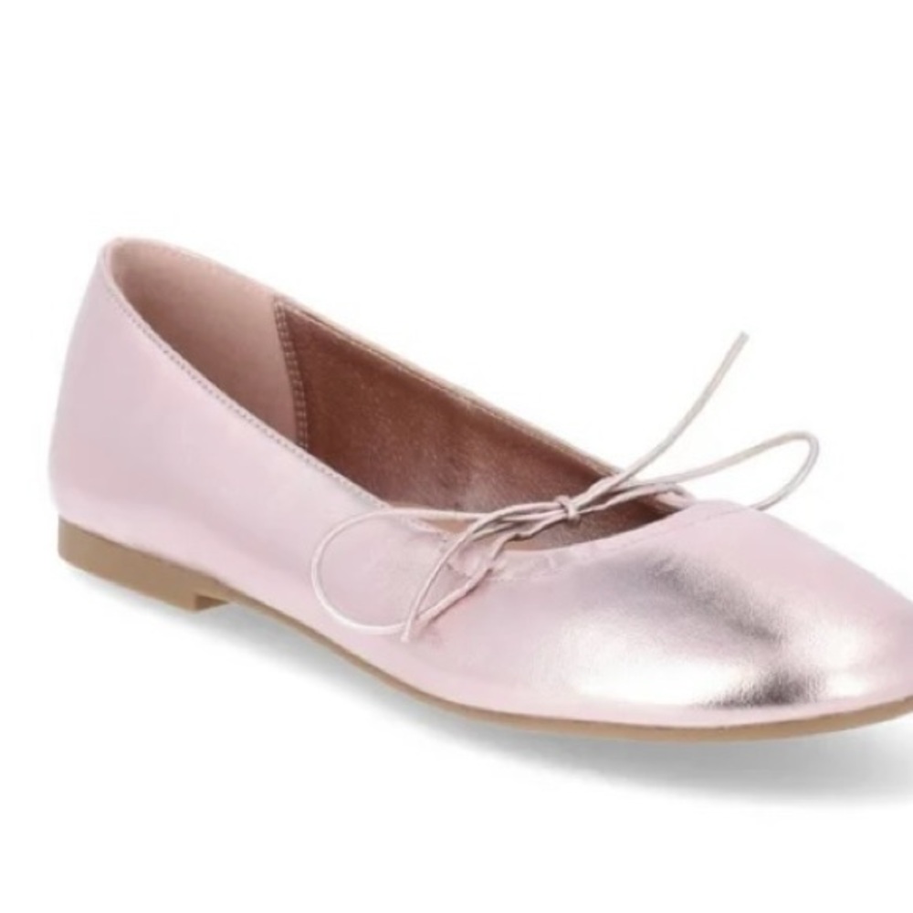 NWT No Boundaries Pink Metallic Ballet Flats Size‎ 7 Cute Bow Slip On